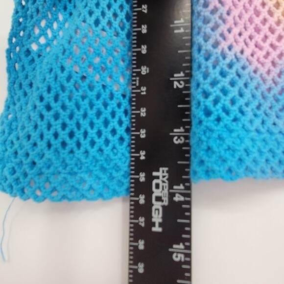 NEW Forever 21 Girls Tie Dye Fishnet Jersey Sheer Cropped Blue Top‎ Size 9/10 - Picture 7 of 8